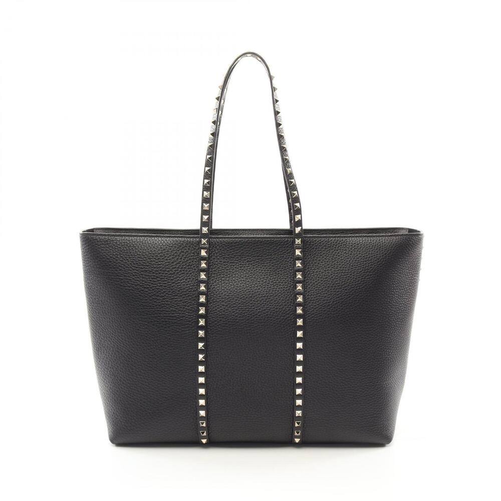 Valentino Rockstud Tote Bag Leather Black